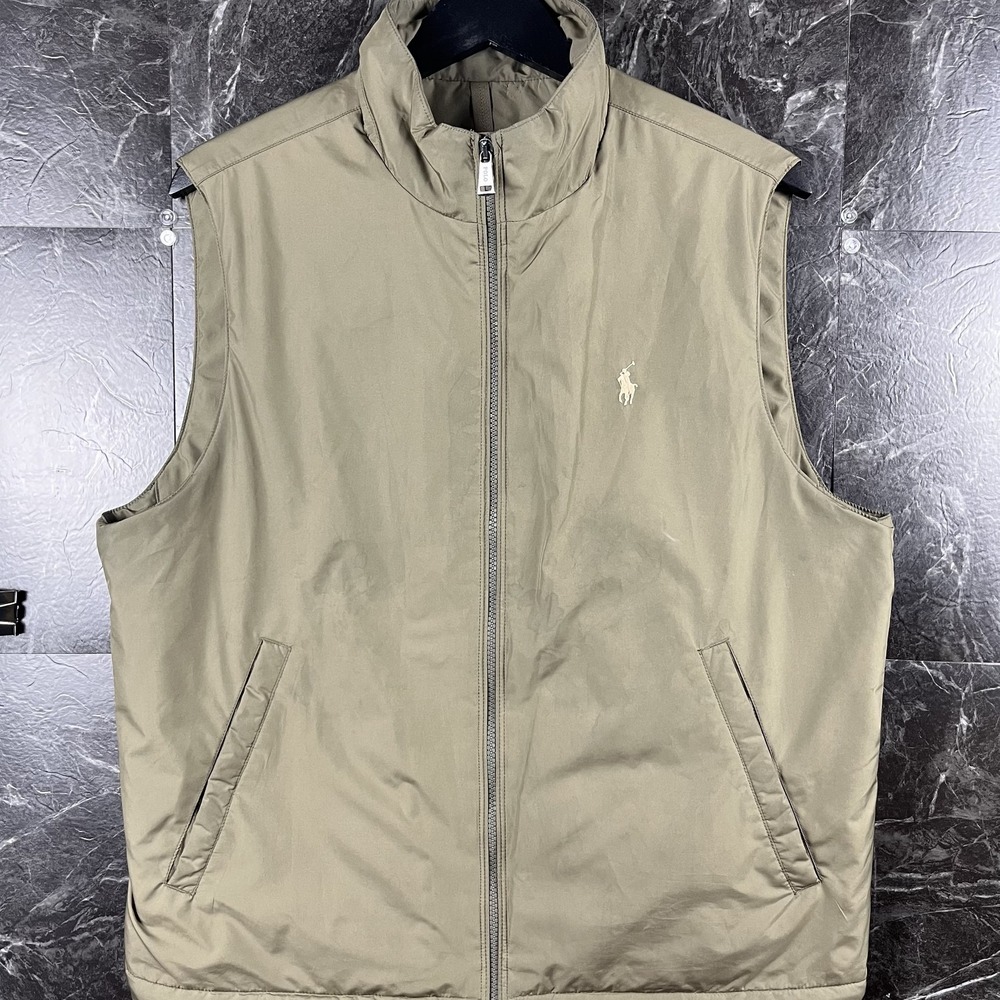 Polo Ralph Lauren Men's Beige Insulated South Vest Medium -Flaws